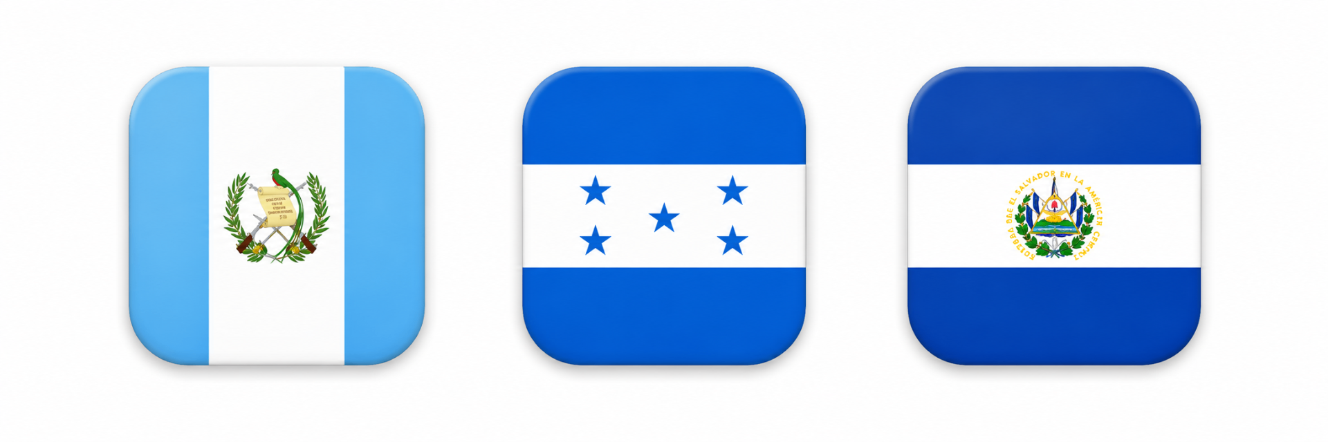 Banderas de Guatemala, Honduras y El Salvador